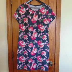 Old Navy Women's Knit Sheath Dress Floral Cotton/Spandex SZ L